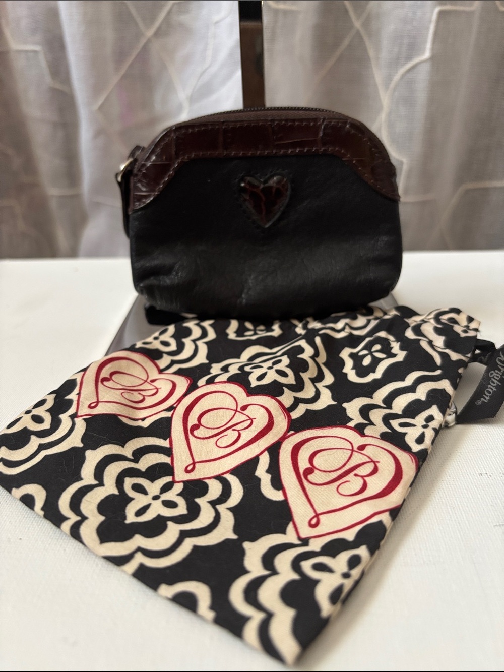 Brighton Black and Brown Leather Small Women’s Coin Pouch